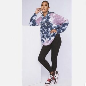Cotton Blend hoodie, Vans tie-dye pulloverwith applique logo